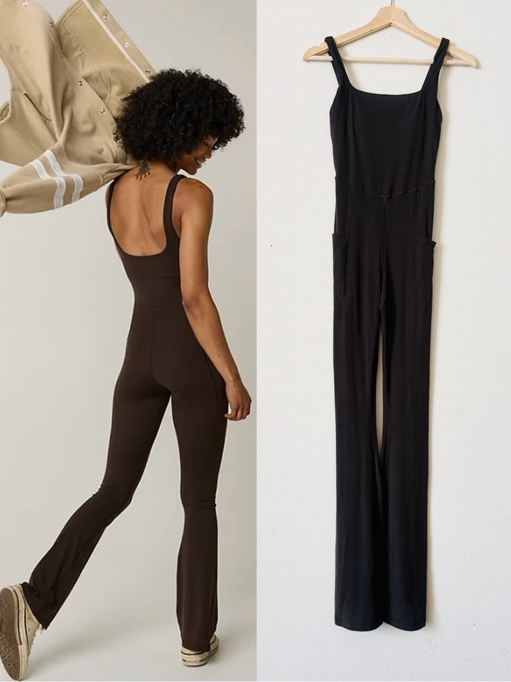 NWT Aerie SMALL TALL Real Me Xtra pocket high ride bootcut jumpsuit in espresso